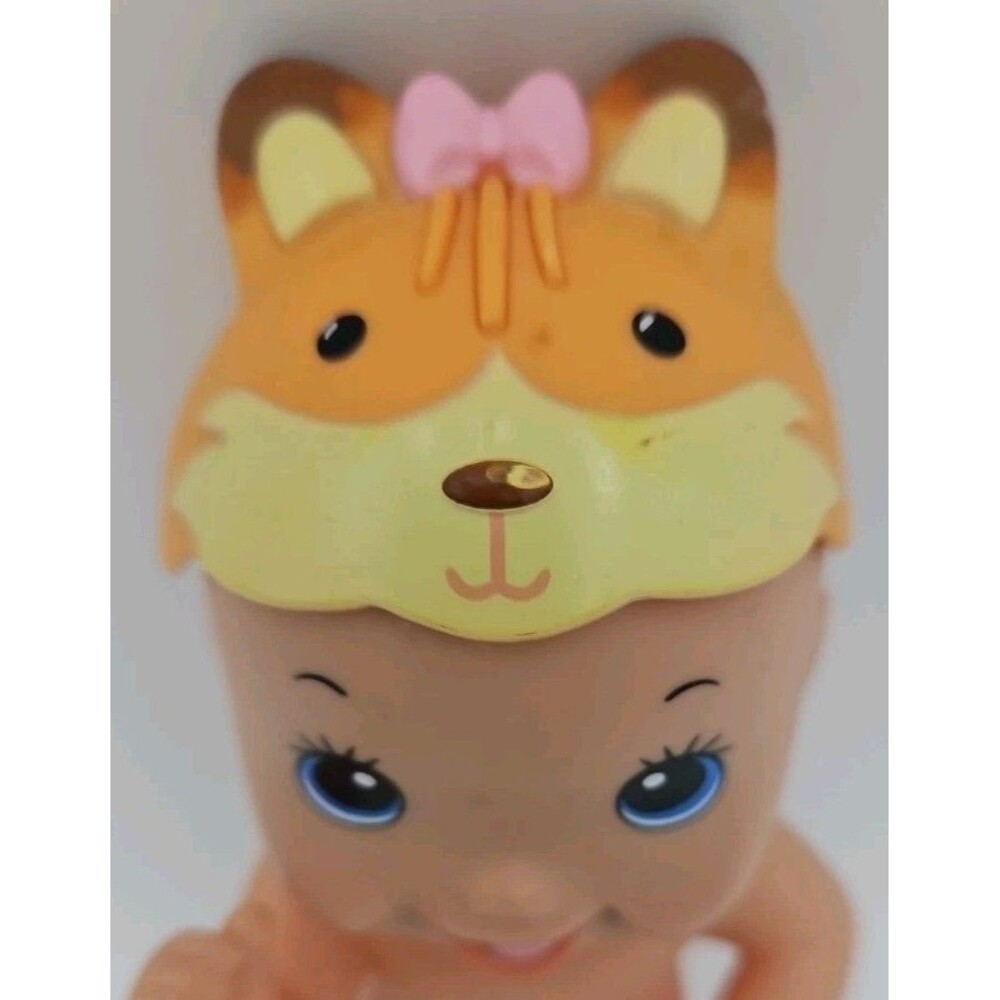 2017 LAUER/JUST PLAY WEE WATER BABIES DOLL 5 IN WEARING FOX HAT, BLUE BLACK EYES - Picture 3 of 8